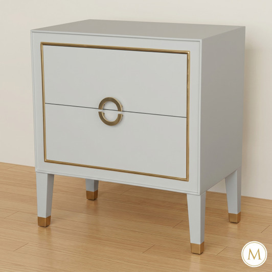 Modern Retro White & Gold Nightstand Bedside Table
