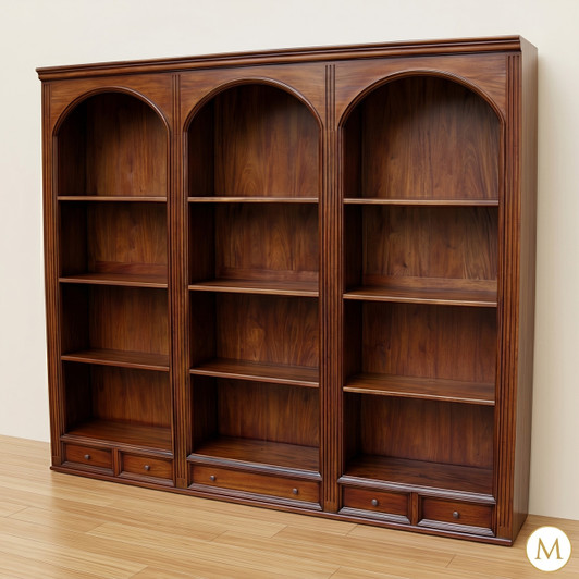 Open Arched Mahogany Sectional Bookcase
