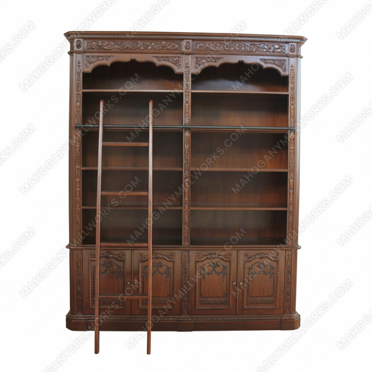 Mahogany Presidential Executive's Resolute Bookcase w/ Ladder