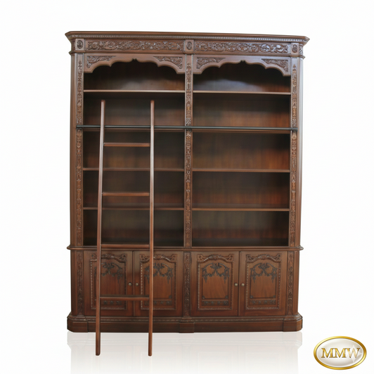 Mahogany Presidential Open Resolute Bookcase w/ Ladder