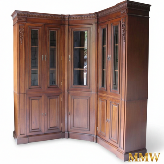 Large Solid Mahogany Sectional Corner Bookcase