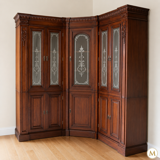 10.5ft Mahogany Sectional Corner Bookcase
