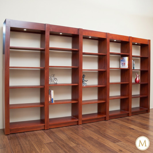Large Modern Mahogany Open Wall Bookcase