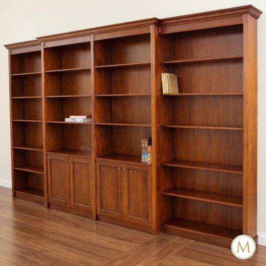10.5ft Mahogany Open Wall Bookcase
