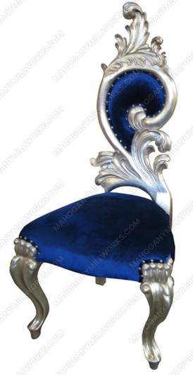 Modern Silver Alternative Chair w/ Blue Velvet Fabric