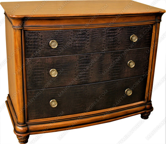 3 Drawer Genuine Leather Croc Pattern Chest of Drawers