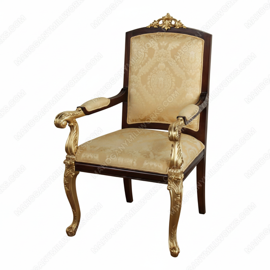 French Empire Gold Leaf Dining Arm Chair