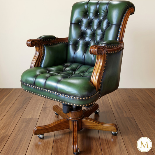 Grande Green Leather Office Chair