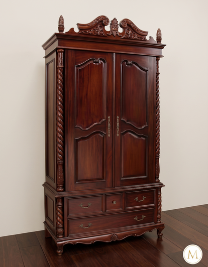 Mahogany Chippendale 2-Door Armoire Wardrobe