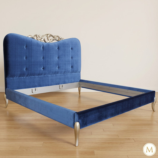 Blue Upholstered Crown Bed