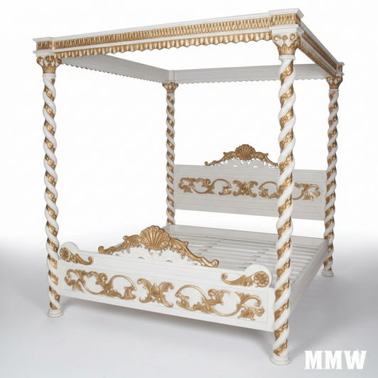 Antique White Venetian Canopy Bed
