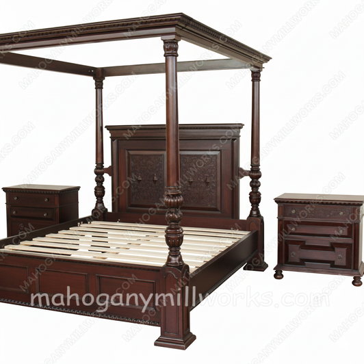 Casablanca Four Post Canopy Bed w/ Nightstands (Replica)