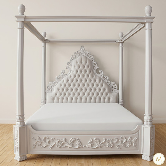 Pure White Princess Four Poster Canopy Bed
