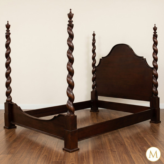 Dark Walnut Barley Twist Pillar Bed