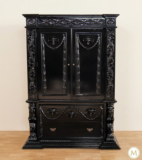 Black Gothic Ornate Wardrobe Armoire