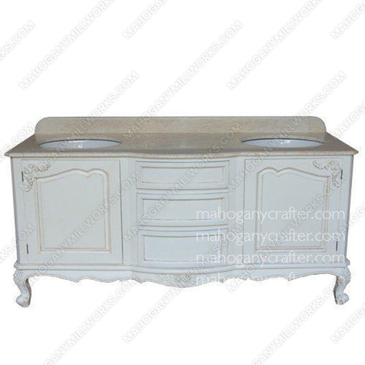 Louis Vanity Cabinet Double Sink in Antique White