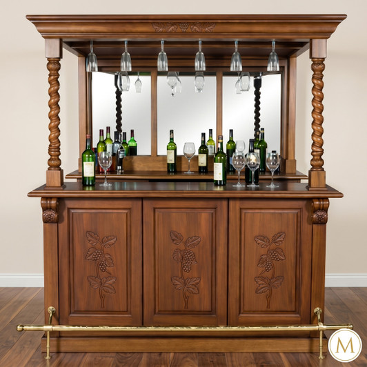 6ft Mahogany Home Canopy Bar w/ Spiral Turned  Columns
