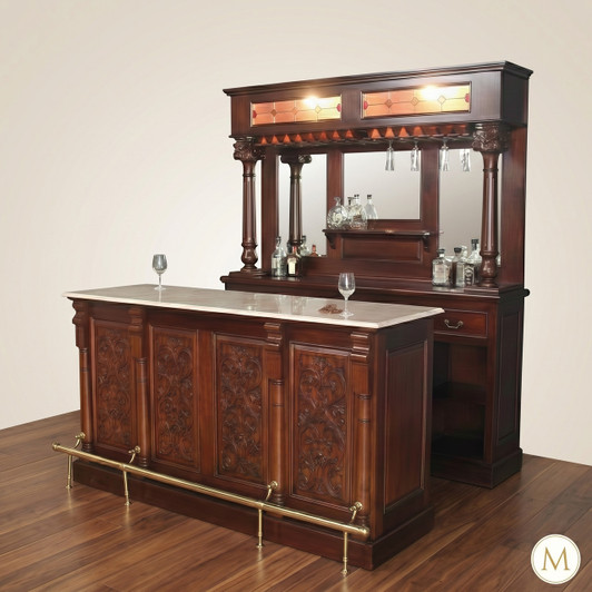 7ft Mahogany Victorian Marble Top Pub Bar