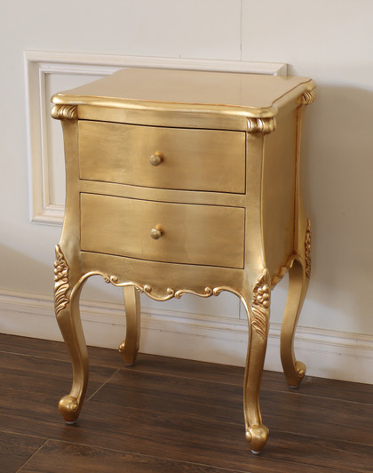 Gold Leaf French Style Nightstand Side Table