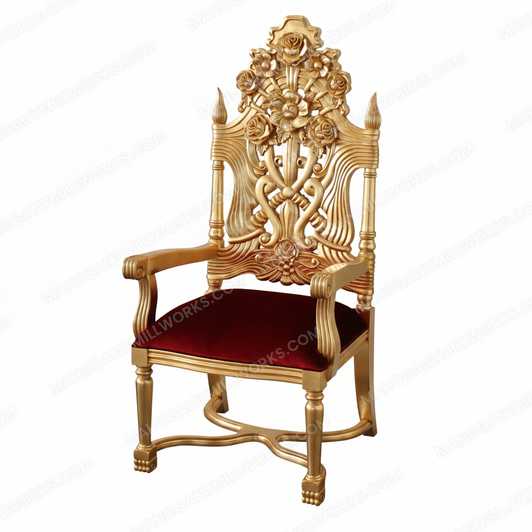 Large Gold Leaf Rococo Occasional Accent Chair