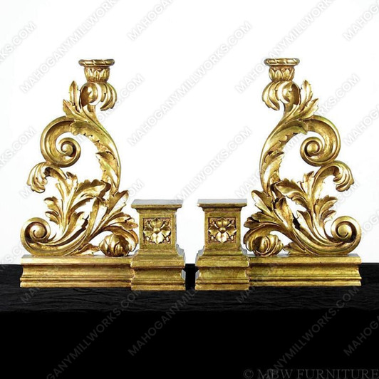 Gold Leaf Rococo Candle Holders Set of 2