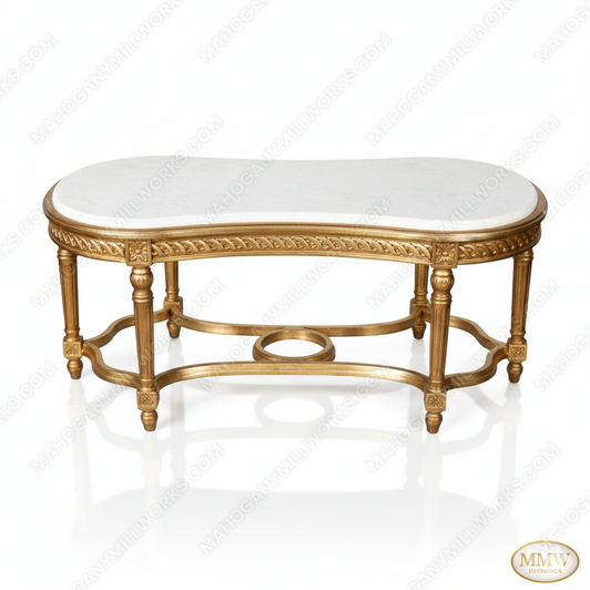 Gold Leaf Coffee Table w/ Marble