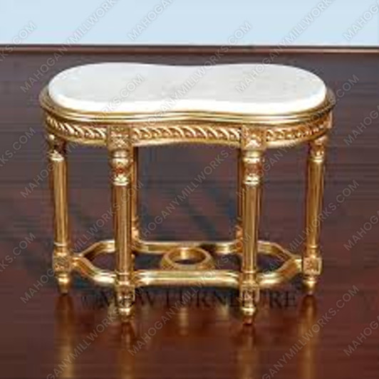 Gold Leaf Italian Marble Top Occasional End Table