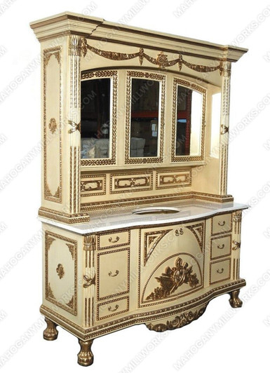 Antique Cream Bathroom Vanity Washstand w/ Medicine Cabinet