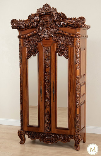 French Rococo Ornate Cabinet w/ Mirrors