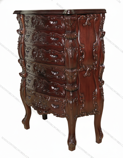 Mahogany French Rococo 6-Drawer Chest of Drawers