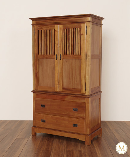 Light Finish Mission Cabinet w/ Drawers