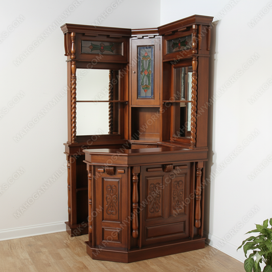 Mahogany Stained Glass Home Corner Pub Bar