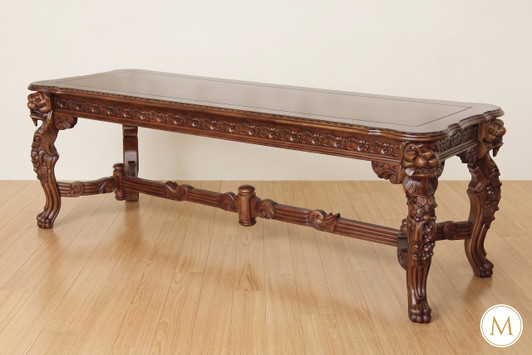 7.5ft Mahogany Gothic Rectangular Lion Carved Dining Table