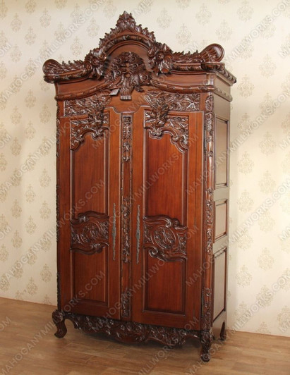 Solid Mahogany French Rococo 2 Door Cabinet