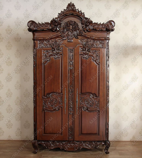 Solid Mahogany French Rococo 2 Door Cabinet