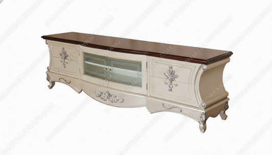 Low Profile Pearl White Media Cabinet