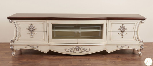 Low Profile Pearl White Media Cabinet