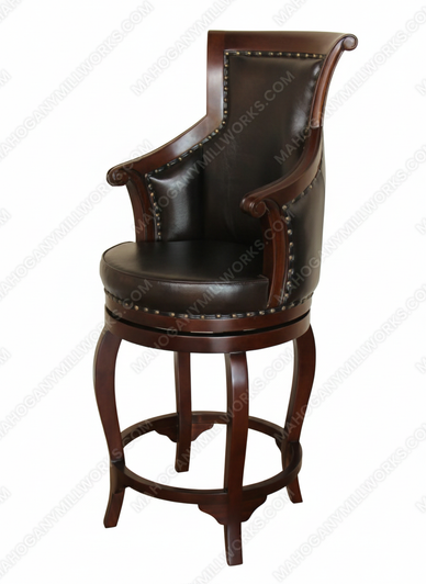 Pair 2 Mahogany Walnut Celline Barstools