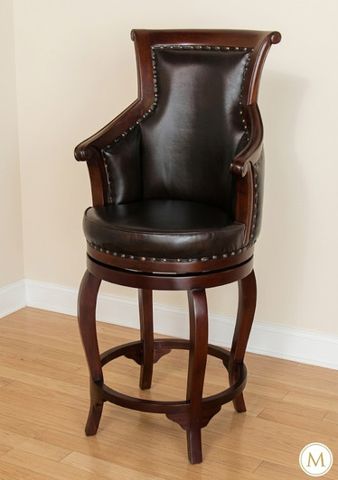 Pair 2 Mahogany Walnut Celline Barstools
