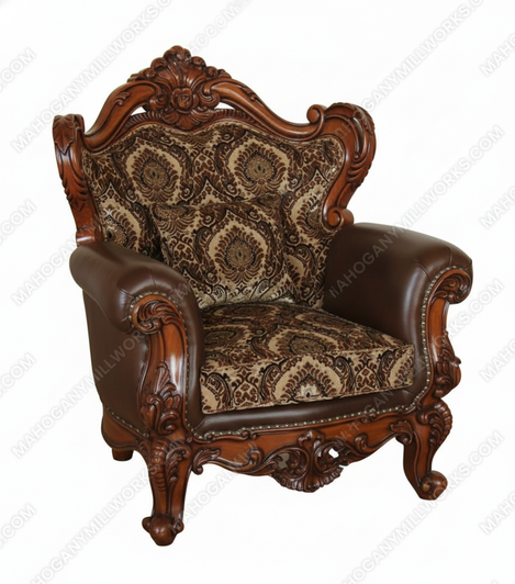 Pair 2 Mahogany Pecan Living Room Chairs