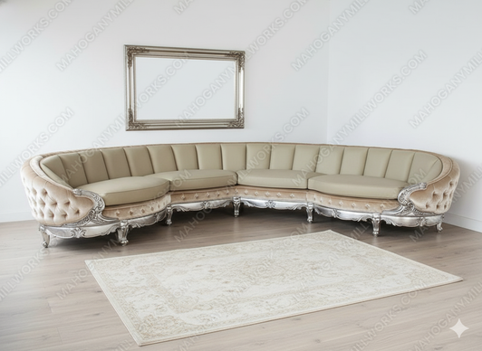Large Genuine Leather Upholstered Sectional Corner Sofa Couch