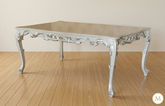 6ft Antique Pearl White Marble Top Dining Table