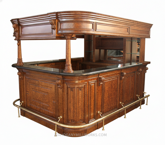 72" Burl Mahogany Canopy Pub Bar