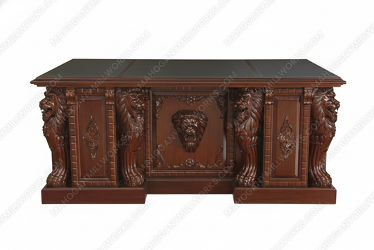 6ft Solid Mahogany Gothic Medieval Executive Office Desk