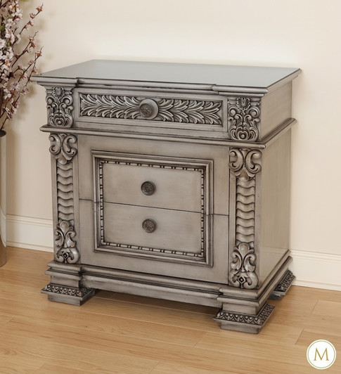 Grey Gothic Nightstands Pair (2)