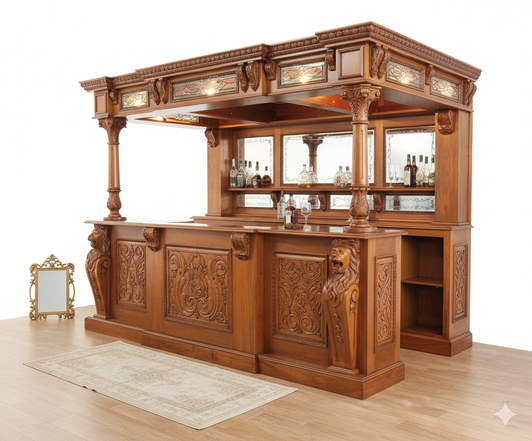 10ft Gothic Light Mahogany Canopy Saloon Pub Bar