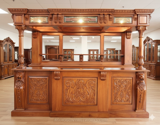 10ft Gothic Light Mahogany Canopy Saloon Pub Bar