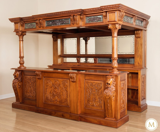 10ft Light Mahogany Gothic Canopy Pub Bar
