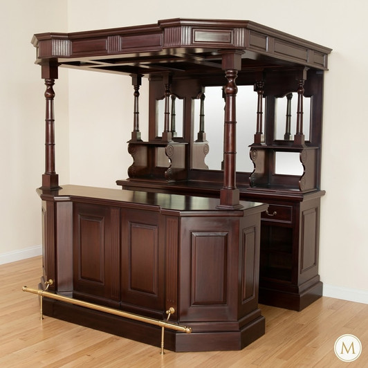 6.5ft Solid Mahogany Traditional English Canopy Home Pub Bar