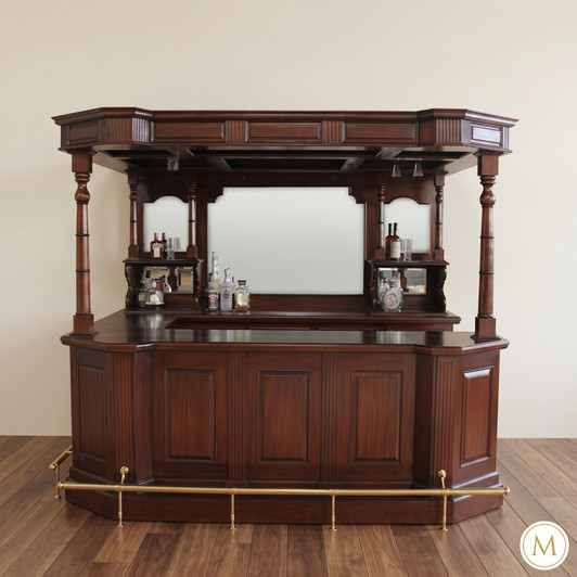 8.5ft Classic English Mahogany Canopy Pub Bar